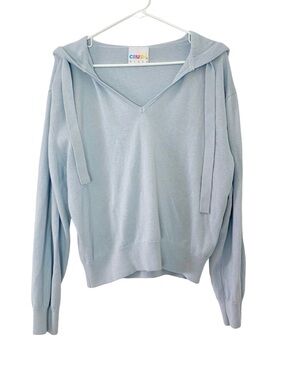 Crush Cashmere Hoodie Sweater Pullover Womens Size Small 1 Light Blue Shirt